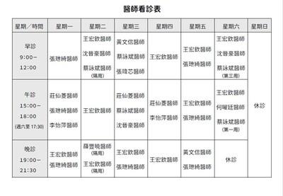 門診表